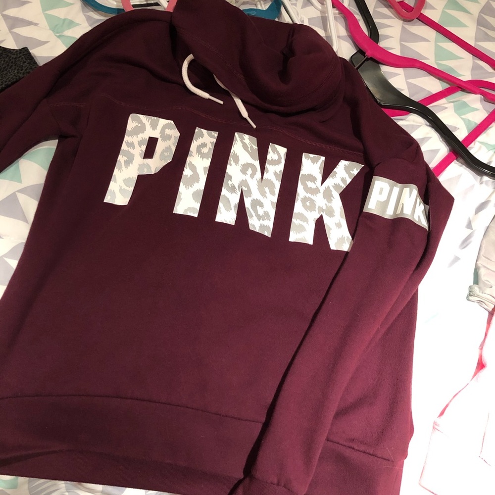 PINK Cowl Neck reflective sweatshirt